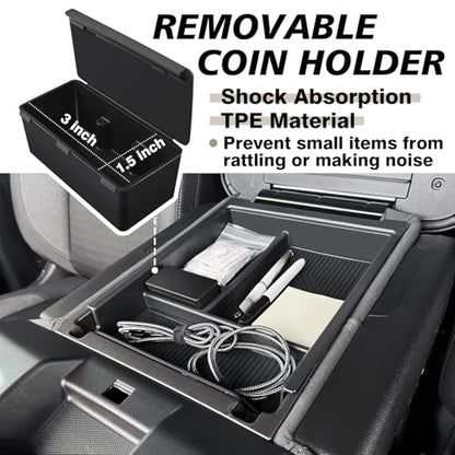 Muslogy Center Console Organizer Compatible with 2020-2025 2026 Chevy Silverado/GMC Sierra 1500 2500HD 3500HD Accessories Storage Insert Box Console Armrest Divider(Jump Seat ONLY) - Upper Organizer