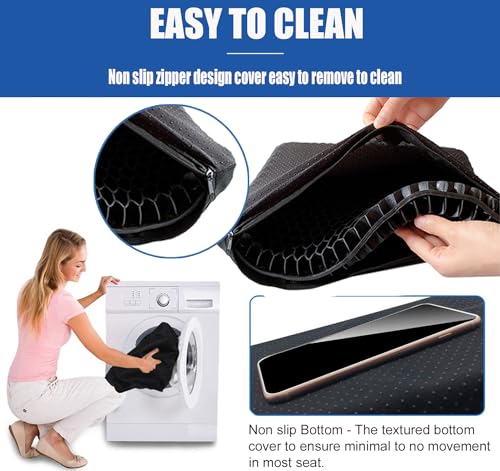 Gel Wheelchair Seat Cushion for Long Sitting, Extra Large & Thick Seat Cushion with Non-Slip Cover - Coccyx, Sciatica & Back Pain Relief - Wheelchair Cushions - Office Chair Car Seat Cushion - color: Black, size: Extra Large - 17x17x1.7inch