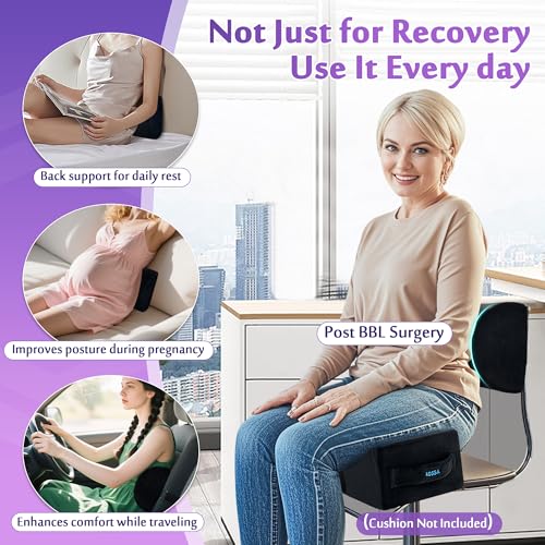 AOSSA BBL Pillow Back Support, Brazilian Butt Lift After Surgery, BBL Chair Lumbar Pillow for Sitting, Driving, Toilet Seat Cushion, BBL Essentials for Women Recovery (Back Support Only) Black