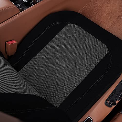 Flying Banner Car Seat Covers Full Set Universal fit Most Car,Truck,SUV and Van Comfortable Airbag Compatible Jacquard & Polyester (Black Gray, Full Set - Low Back) - color: Black Gray