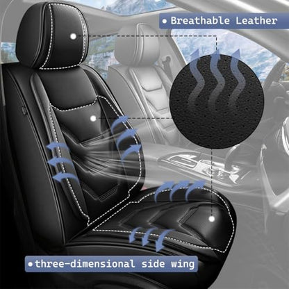 Seat Covers for Jeep Renegade 2015-2024: 5 Seat Full Set Breathable Car Seat Covers Faux Leather Automotive Seat Cushion(Black) - color: #089-Black, size: 11-Renegade-5 seat covers full set