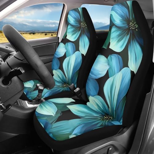 Pehede Car Seat Cover Beautiful Blue Flowers Front for Cars, Easy to Install Cover Set, Accessories Auto Trucks Van SUV,2 Packs - color: Multi01