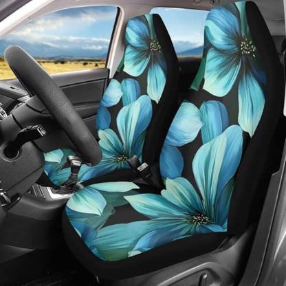 Pehede Car Seat Cover Beautiful Blue Flowers Front for Cars, Easy to Install Cover Set, Accessories Auto Trucks Van SUV,2 Packs - color: Multi01