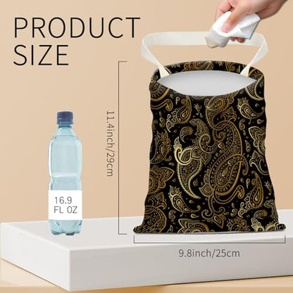 Hanging Car Garbage Bag, Cute Car Trash Can Bag, Automotive Accessories for Women Men Luxury Paisley Flower - color: Luxury Paisley Flower