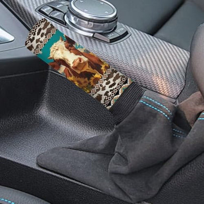 Bulopur Car Shifter Gear Hand Brake Trim Cover Set for Most Cars Van SUV Sedan Truck Auto Accessories - color: Aztec Sunflower Highland Cow Print