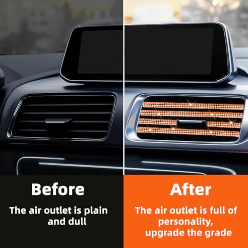 NBTEPEM Bling Car Air Conditioner Decoration Strip for Vent Outlet, 10 PCS Universal Rhinestone Car Vent Outlet Trim Decorations, Bling Interior Accessories for Women and Girls (Orange) - color: Orange