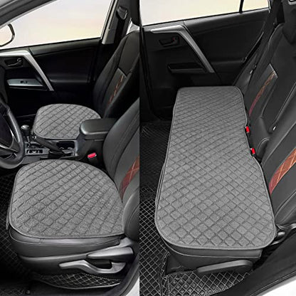 surpassme Car Seat Covers Universal Seat Covers for Car Accessories with Storage Pockets, Car Front Seat Covers and Rear Bench Coverfor Automotive, SUV, Truck, and Van(Grey)