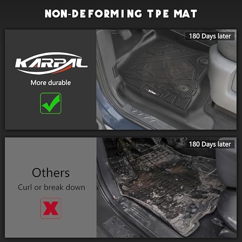 KARPAL Floor Mats for 2010-2014 Ford F150 SuperCrew with 1st Row Bucket Seat, Custom Fit TPE All Weather Ford F-150 Accessories 1st & 2nd Row Floor Liner - style: 2010-2014 | For Ford F-150 | 1st & 2nd Row