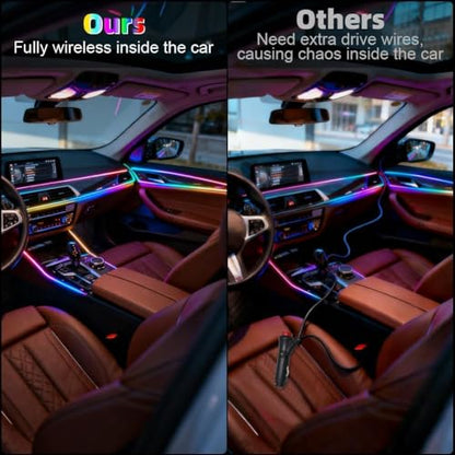 Acrylic Interior Car LED Strip Light with Wireless APP, RGB 18 in 1 with 175 inches 593 LEDs Fiber Optic Ambient Lighting Kits, 16 Million Colors Sound Active Function Car Neon Lights - color: Dreamcolor 18 in 1