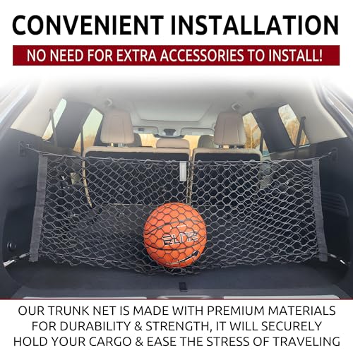 Envelope Style Trunk Mesh Cargo Net for Infiniti JX35 QX60 + HYBRID 2013 - 2025, Automotive Exterior Accessories - Car Trunk Storage Organizers, Cargo Bed Net for Car, Smart Vehicle Storage Organizer