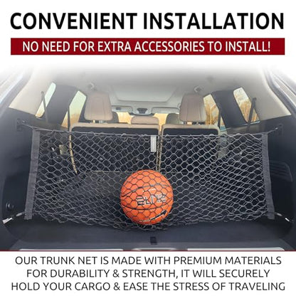 Envelope Style Trunk Mesh Cargo Net for Infiniti JX35 QX60 + HYBRID 2013 - 2025, Automotive Exterior Accessories - Car Trunk Storage Organizers, Cargo Bed Net for Car, Smart Vehicle Storage Organizer