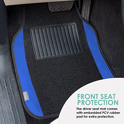 FH Group Automotive Floor Mats – Universal Fit Premium Carpet Car Mats with Driver Heel Pad, Full Set for Cars, SUVs & Trucks - Blue - color: Blue