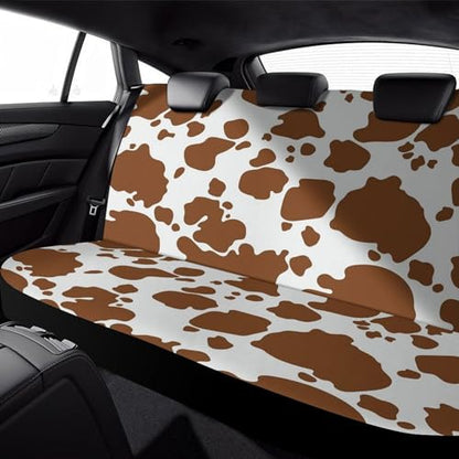 Brown Cow Print Pattern Car Rear Seat Covers Universal Fit Most Auto Bench Seat Cushion Covers Backrest Seat Washable Auto Interior Decor Soft Elastic Back Seat Cover