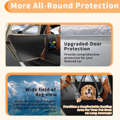 Dog Car Seat Cover for Back Seat Larger,Waterproof PU Leather Hard Bottom Car Seat Cover for Dogs,Non-slip Backseat Dog Cover with Upgraded Door Protection Flap,Dog Hammock for Full Size Truck 55×30in - size: L