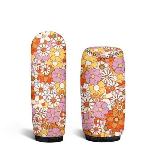 Bulopur Car Shifter Gear Hand Brake Trim Cover Set for Most Cars Van SUV Sedan Truck Auto Accessories - color: Boho Hippie Flower Print