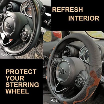 PINCTROT Comfy Grip Steering Wheel Cover, Anti-Slip Design, Universal 14.5-15 Inch(Silicone Brown) - color: 8.Brown, size: Medium(Standard) Size[14 1/2''-15'']