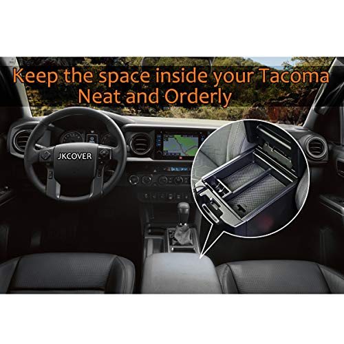 Center Console Accessory Organizer Compatible with Toyota Tacoma 2016 2017 2018 2019 2020 2021 2022 2023, ABS Material Box Insert Tray (Black trim) - color: black