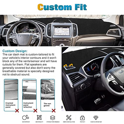 x xotic tech Center Console Dashboard Mat Pre-Cut Non-Slip Sunshield Sun Glare Protector Dash Carpet Pad Black Cover Compatible with Ford Edge 2015 2016 2017 2018 2019 2020 2021 2022 2023 2024 2025 - color: Compatible with Edge 2015-2019