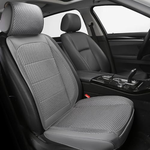 1 Pack Ventilated Cooling Car Seat Cover for Summer, 3D Air Mesh Breathable Leather Front Seat Protector with Storage Pocket, Universal Fit Non-Slip Seat Cushion for Car Truck SUV(Gray) - color: 1 PCS-gray, size: Front Seat Cover