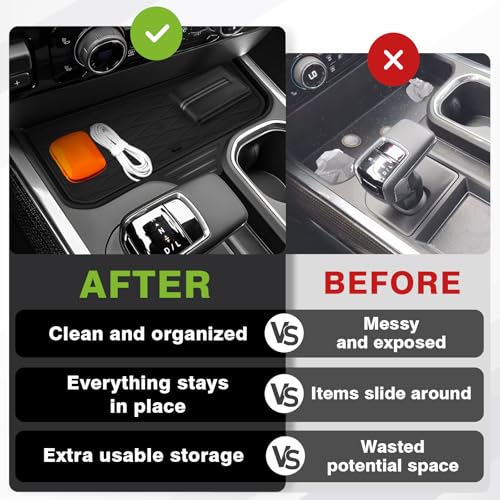 Front Center Console Organizer Fits for 2022-2025 2026 Chevy Silverado/GMC Sierra 1500 Hidden Panel Secret Pocket Storage Lid Removable Cover(Bucket Seats Only) - size: Front Lid