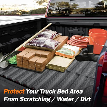 KUST Floor Mats Set for 2017-2026 Ford F250/F350/F450 Super Duty Crew Cab (Only for Rear Seat with Under-Seat Storage), 6.8FT Truck Bed Mat All Weather F250 Accessories TPE Rubber Raised Edge - style: For │ F-250 2017-2026 │ Full Set
