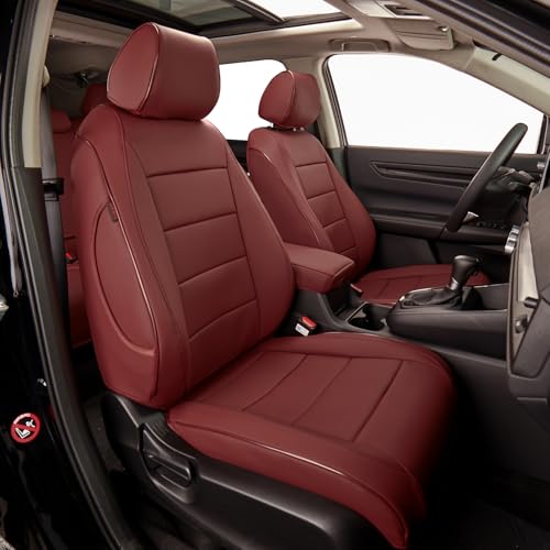 EKR CRV Seat Covers Custom Fit for Honda CRV 2015 2016 Full Set Car Seat Cover for SUV, Leather Truck Seat Protectors,Faux Leather(Burgundy) - color: Burgundy, size: 2015-2016 CRV