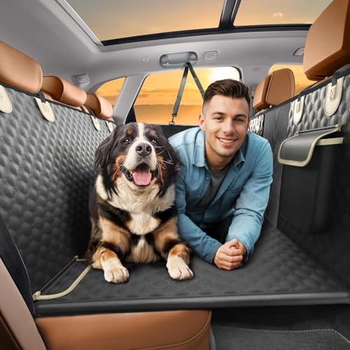 SHARLOVY Back Seat Extender for Dogs, Heavy Duty Dog Car Seat Cover for Back Seat and Aggressive Chewer, Large Hard Bottom Seat Cover for Dogs, Dog Hammock for Car, Travel Pet Bed for Car, SUV, Truck - color: Black, size: For Cars / SUV / Small Trucks