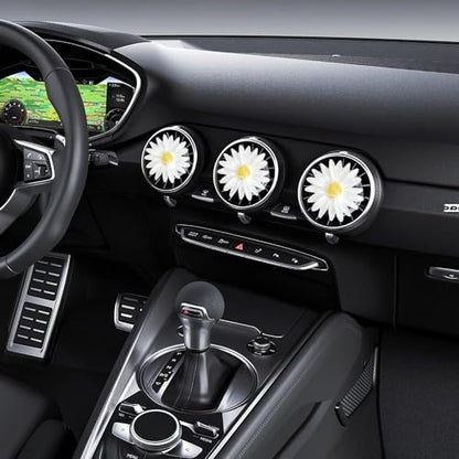 3 Pcs White Cute Daisies Car Clip, Flowers Car Charm Air Vent Accessories Cute Automotive Interior Trim Decorations Gift for Girls & Women Car Interior Accessories,Automotive Air Fresheners