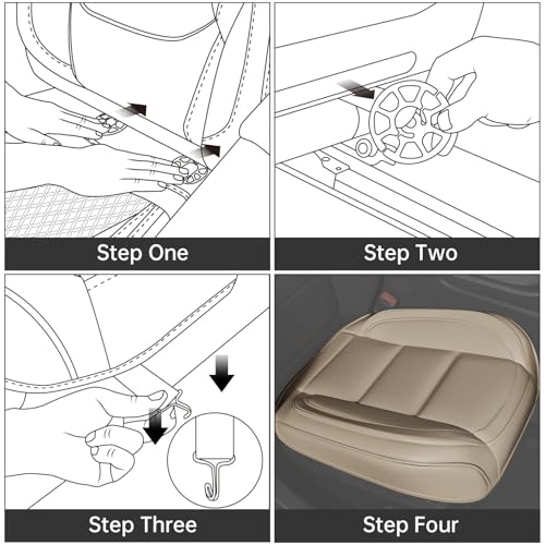2Pcs Car Seat Cover Front PU Leather Seat Covers Universal Bottom Seat Covers for Most Vehicles,Sedan,Truck,SUV,21.26 inches in Length and 21.26 inches in Width (Beige-Front Bottom 2 Piece) - color: Beige-Front Bottom 2 Piece