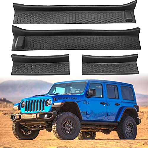 Soft Rubber Door Sill Guards Kit,Door Entry Guards for 2018-2026 Jeep Wrangler JL JLU Unlimited 2020-2026 Gladiator JT 4-Door Accessories Parts,Door Sill Protector Full Coverage for Door Sill