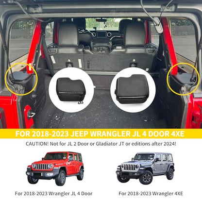 RBR Wheel Well Storage Bin Rear Trunk Organizer Tool Box Compatible with 2018-2023 Jeep Wrangler JL 4 Door 4XE Accessories Cargo Bag, 2 Pack Right Left, Carbon Fiber, With Lid and Zipper