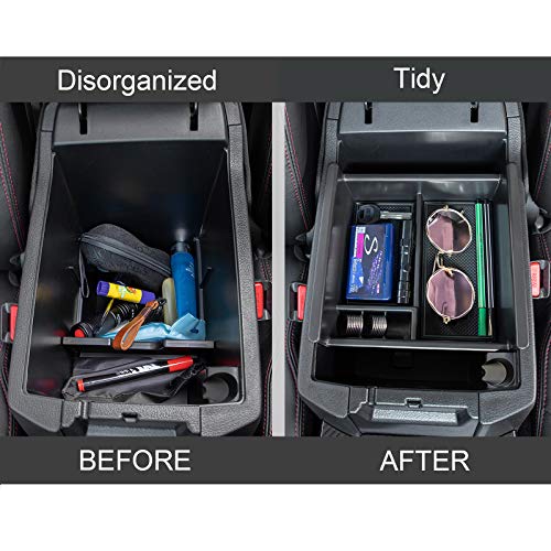 Center Console Organizer Compatible with Toyota 4Runner Accessories 2010-2024 and Kia Telluride (2020-2024), Insert ABS Black Materials Tray, Armrest Box Secondary Storage