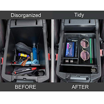 Center Console Organizer Compatible with Toyota 4Runner Accessories 2010-2024 and Kia Telluride (2020-2024), Insert ABS Black Materials Tray, Armrest Box Secondary Storage