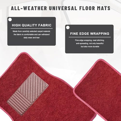 Sun Walker 4 PCS Car Floor Mats, Waterproof Anti-Slip Front & Rear Car Carpets with Driver Heel Pad, All Weather Floor Protective Pads Universal for SUVs Trucks Sedans Vans (Wine Red) - color: Wine Red