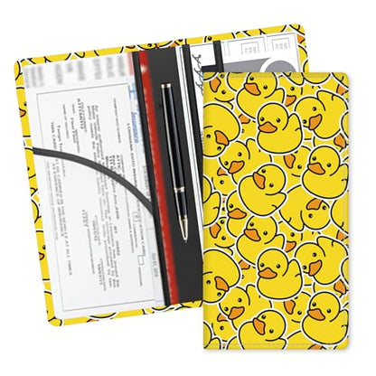 Leather Car Registration and Insurance Card Holder, Cute Car Accessories Vehicle Glove Box Car Organizer for Documents, Cards, License Cute Yellow Ducks - color: Cute Yellow Ducks