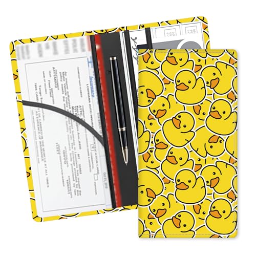 Leather Car Registration and Insurance Card Holder, Cute Car Accessories Vehicle Glove Box Car Organizer for Documents, Cards, License Cute Yellow Ducks - color: Cute Yellow Ducks