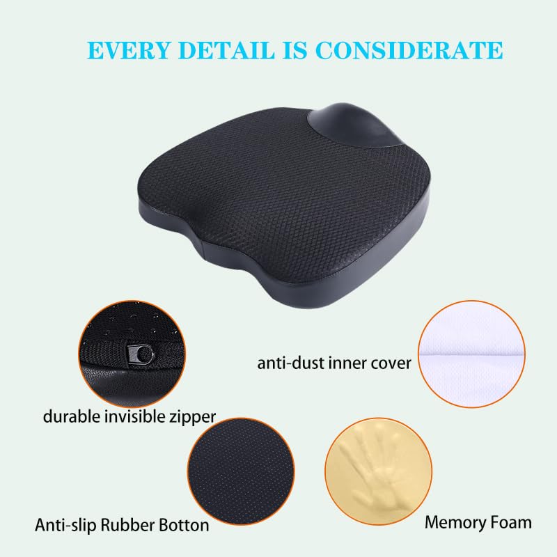 Decompression Cushion, Comfort Memory Foam Seat Cushion for Car Seat Drivers, Tailbone (Coccyx) Pain Relief Cushion, Office Chair Cushion (Black) - color: Black