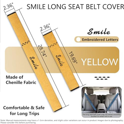 Extra-Long Car Seat Belt Cover Comfortable & Stress-Relieving Durable and Comfortable Car Seatbelt Shoulder Pad Enhance Your Driving Comfort and Safety (Yellow, L-19)