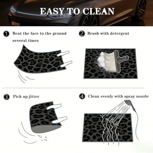 Universal Car Trunk Mat 29" x 39", Black Leopard Print All Weather Durable Cargo Mat Protector for SUV, Truck, Van | Stylish Cargo Liner Cover Leopard Print Car Accessories