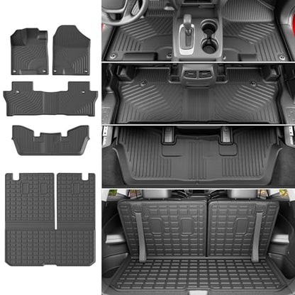 powoq 7 Seats Floor Mats Compatible with 2016-2022 Honda Pilot Cargo Mat Floor Liner Back Seat Protector TPE Replacement for 2016-2022 Honda Pilot Accessories (Trunk Mat with Backrest Mats+Floor mats) - size: Compatible with Honda Pilot 7 Seats| 2016-2022