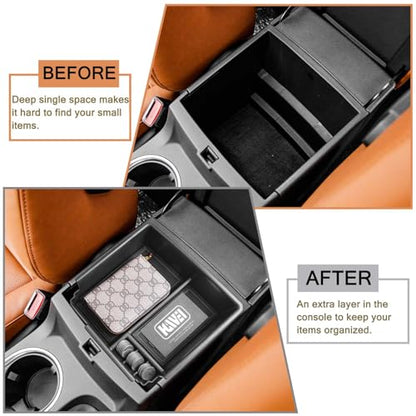 Center Console Organizer Compatible with Ford Ranger 2019 2020 2021 2022 2023 XL XLT Lariat Accessories, Armrest Storage Box Secondary Insert Tray, Black