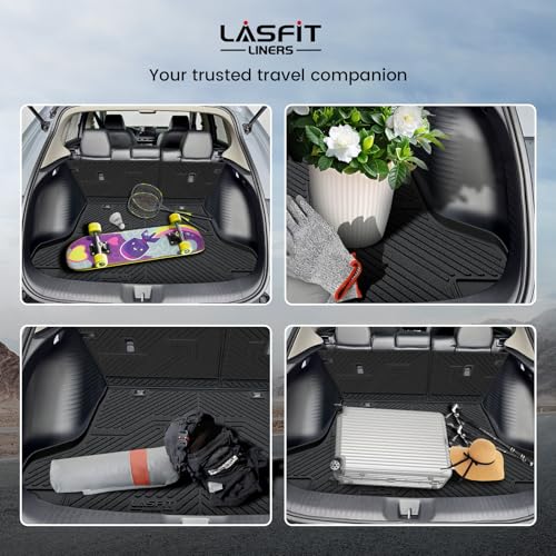 LASFIT Cargo Mat with Backrest Mat for Honda HRV 2023-2026 & for Acura ADX 2025-2026, All Weather TPE Custom Fit Trunk Mat Cargo Liner with Seatback Mat Accessories, Black - style: 6）For Honda HR-V | 2023-2026 | Trunk Mat