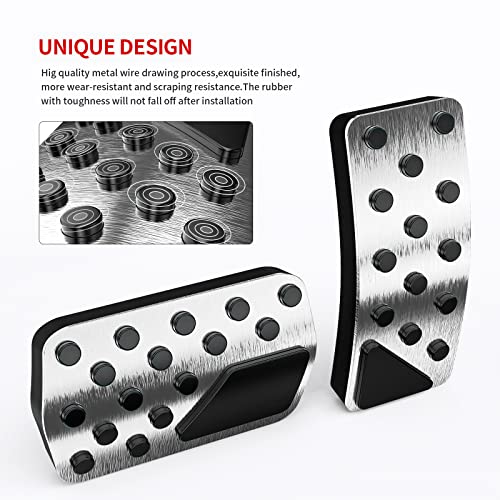 Aluminum Alloy Pedal Cover for Jeep Grand Cherokee 2011-2024 2025 Dodge Durango 2011-2024 2025 No Drilling Aluminum Brake and Accelerator Pedal Covers 2PCS(Silver) - color: Silver