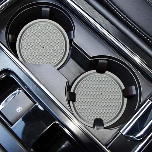 ZSDY Car Cup Coaster, 4PCS Universal Auto Non-Slip Cup Holder Embedded in Ornaments Silicone Coaster, Car Interior Accessories Sets, Grey - color: Gray