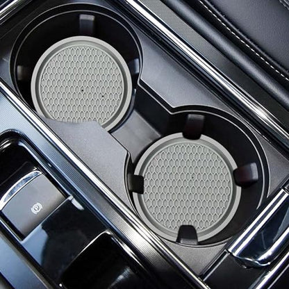 ZSDY Car Cup Coaster, 4PCS Universal Auto Non-Slip Cup Holder Embedded in Ornaments Silicone Coaster, Car Interior Accessories Sets, Grey - color: Gray
