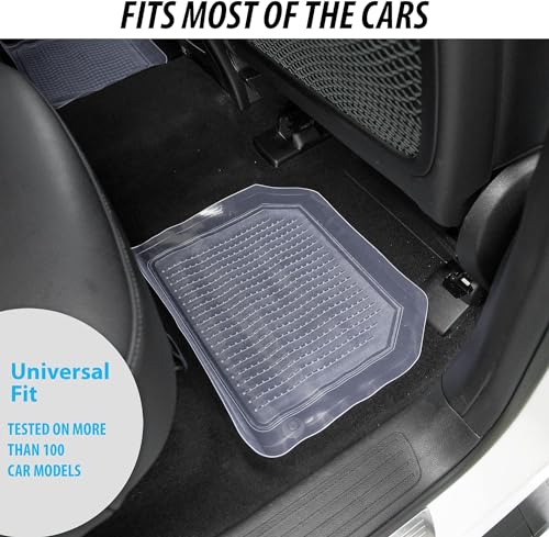 ZONETECH All Weather Full Rubber Clear Car Interior Floor Mats – 4-Piece Set Clear Heavy Duty Car Interior Floor Mats (2 Pack) - size: 2 PACK