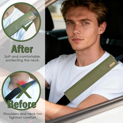 2-Pack Seat Belt Covers, Universal Car Seat Belt Pads Protector for Comfortable Driving, Relief Neck & Shoulder Pain, Fits All Cars & Backpack Straps (05-Green) - color: 05-Green