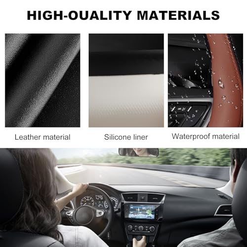 Leather Steering Wheel Cover, 15 Inch Soft Breathable Car Wheel Cover with Anti-Slip Lining, Universal Comfortable Steering Wheel Protector for Most Cars Trucks SUVs (Coffee) - color: Coffee