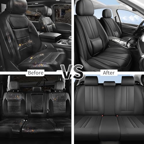 Car Seat Covers Full Set Fit for Crosstrek 2012-2026, Automotive Luxury Faux Leather Seat Covers 5 Seats, Breathable Anti-Slip Seat Protectors(Black,Full Set) - color: Black, size: Fit for Crosstrek