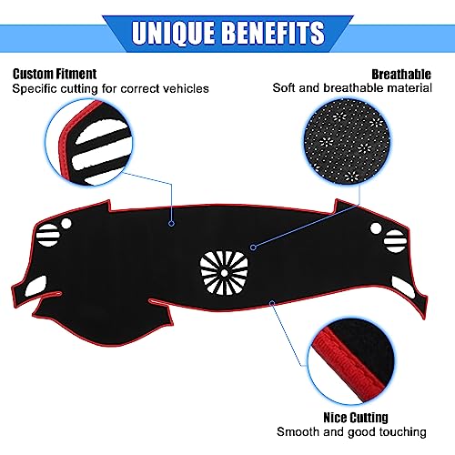 Car Dashboard Cover Compatible for Nissan Altima 13-18, Protective Polyester Red Center Console Interior Trim Dash Cover Mat Pad